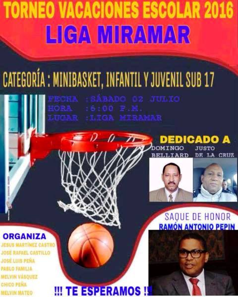 Liga Miramar anuncia torneo de baloncesto en varias categorías con motivo de las vacaciones escolares 2016