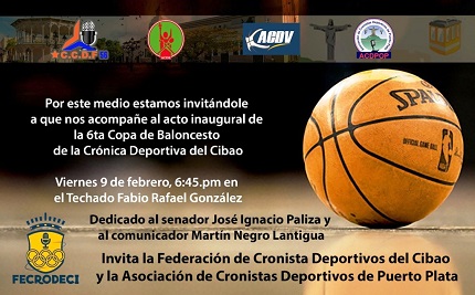 Realizarán este viernes en Puerto Plata sexta copa baloncesto de cronistas deportivos del Cibao