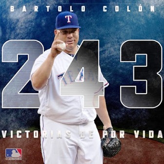 Puertoplateño Bartolo Colón empata con Juan Marichal en 243 victorias de por vida en Grandes Ligas, va ahora por record del nicaragüense Denis Martíne