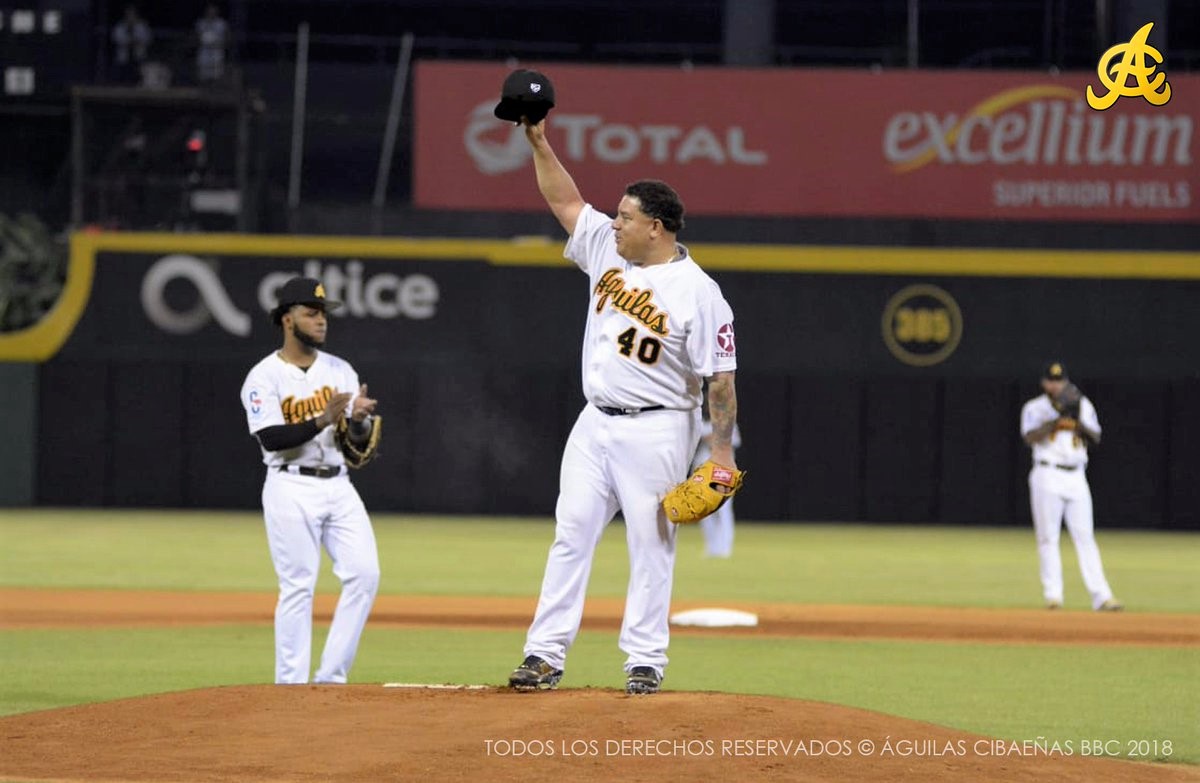 Veterano pitcher Bartolo Colón tuvo una efímera presentación con las Águilas Cibaeñas ante los Tigres del Licey