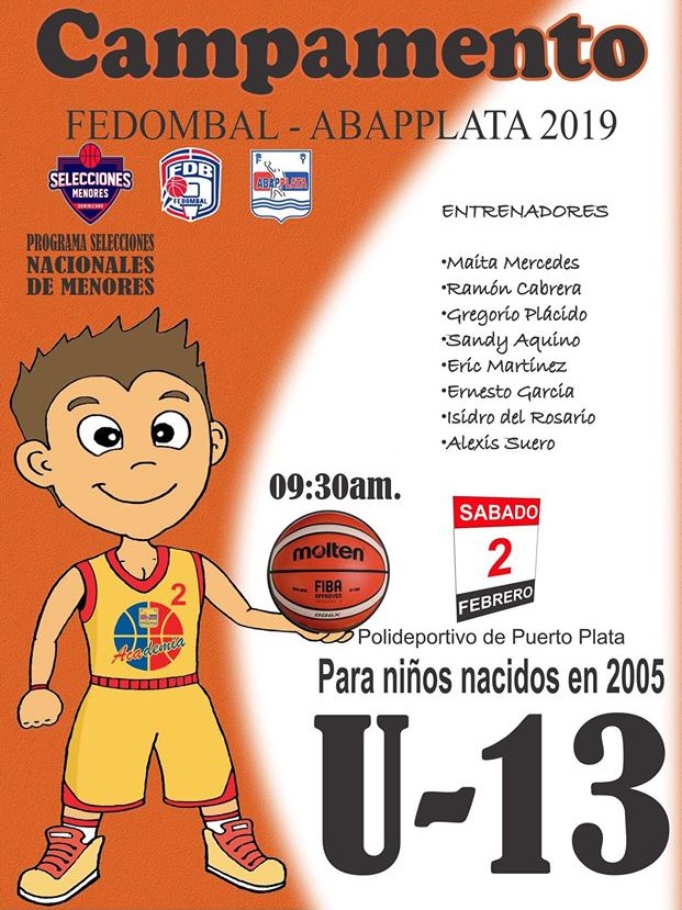 Realizarán campamento de baloncesto U-13 en Puerto Plata con la participación de 8 reconocidos entrenadores