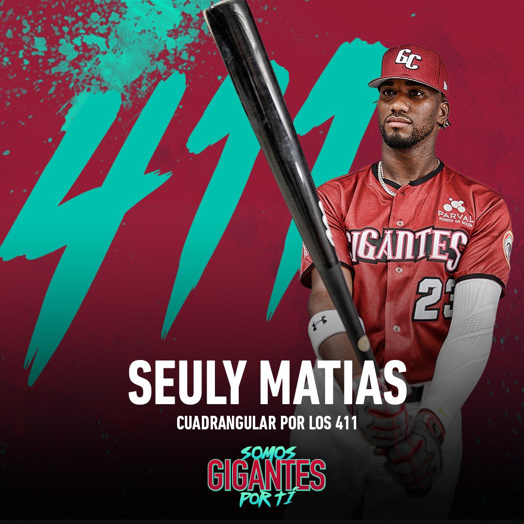 Puertoplateño Seuly Matías de los Gigantes del Cibao conectó soberbio cuadrangular por los 411 pies del estadio Quisqueya