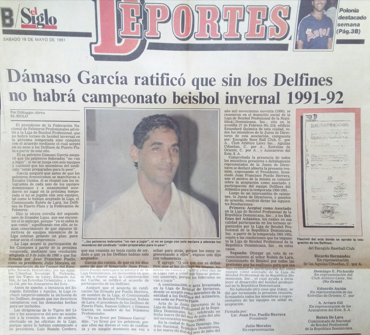 Ex presidente de Fenapepro abogó por Delfines del Atlántico, Dámaso García había firmado a favor de franquicia
