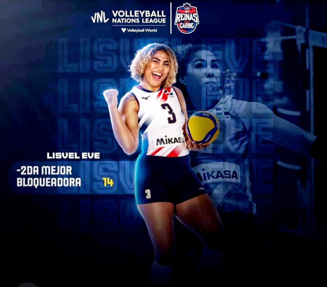 Puertoplateña Lisvel Eve Mejía seleccionada segunda mejor bloqueadora del Volleyball Nations League 