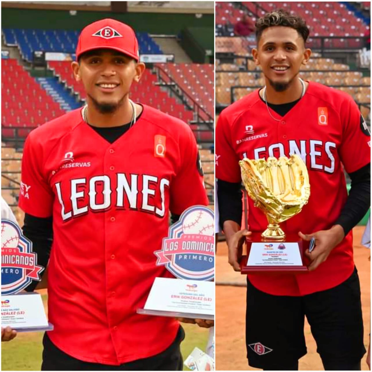 Premian al pelotero puertoplateño Erik González como MVP, guante de oro y veterano del año