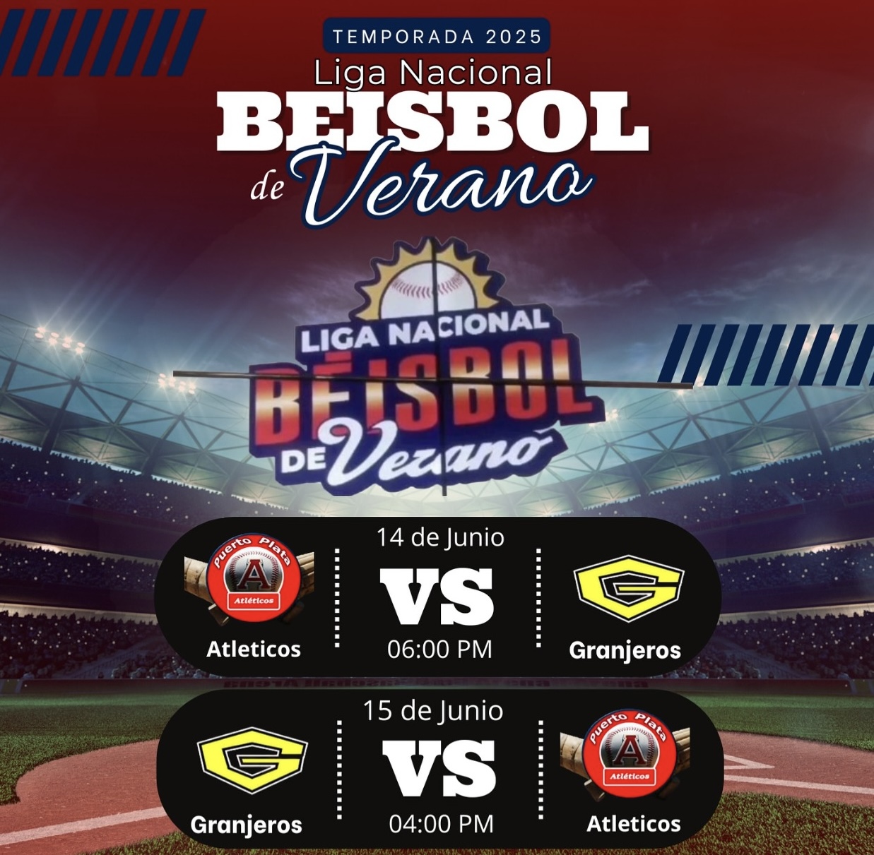Atléticos de Puerto Plata arrancan en su casa inicio torneo 2025 Liga Nacional de Béisbol de Verano  